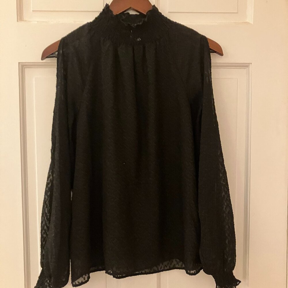 Black Sheer High Neck Blouse - Size XS